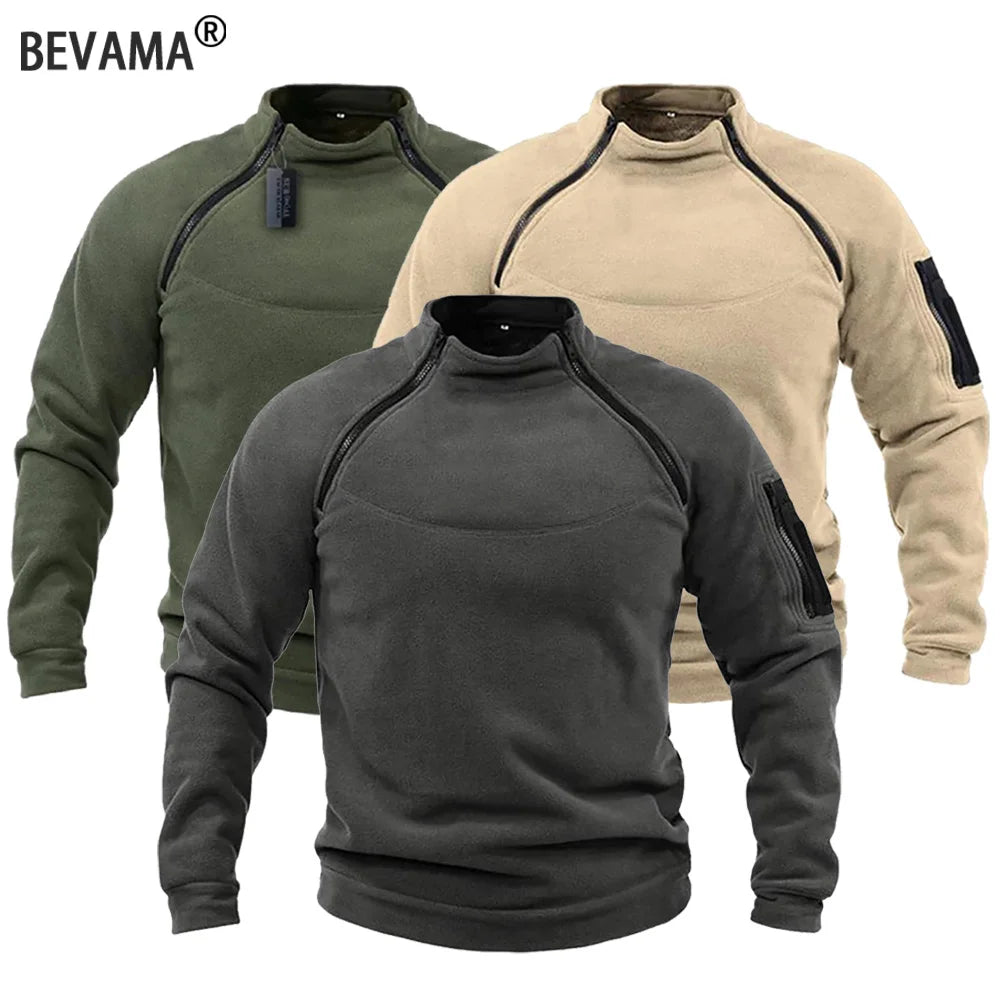 Sudadera táctica con capucha para hombre, estilo militar, para actividades al aire libre, manga larga, con cremallera, forro polar, resistente al viento, térmica, para senderismo, camping y uso militar.