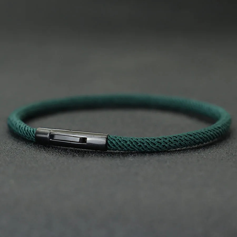 Pulsera minimalista elegante de cuerda para hombre, grado A, rosca de 4 mm