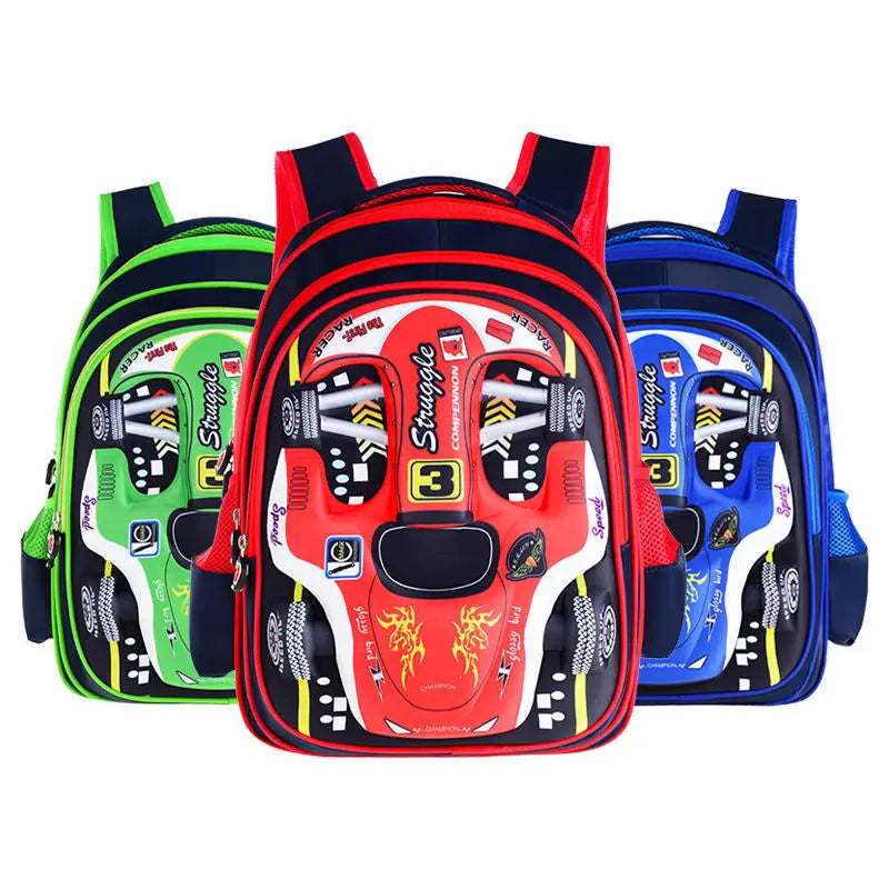 Mochila infantil personalizada con diseño de coche 3D para niño, divertida mochila escolar de dibujos animados para niños, mochila elegante para niños, duradera e impermeable.