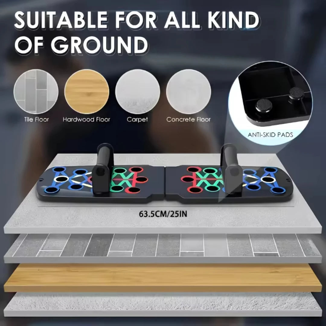 Juego de tabla de flexiones multifuncional portátil y plegable para entrenamiento de pecho, abdomen, brazos y espalda.