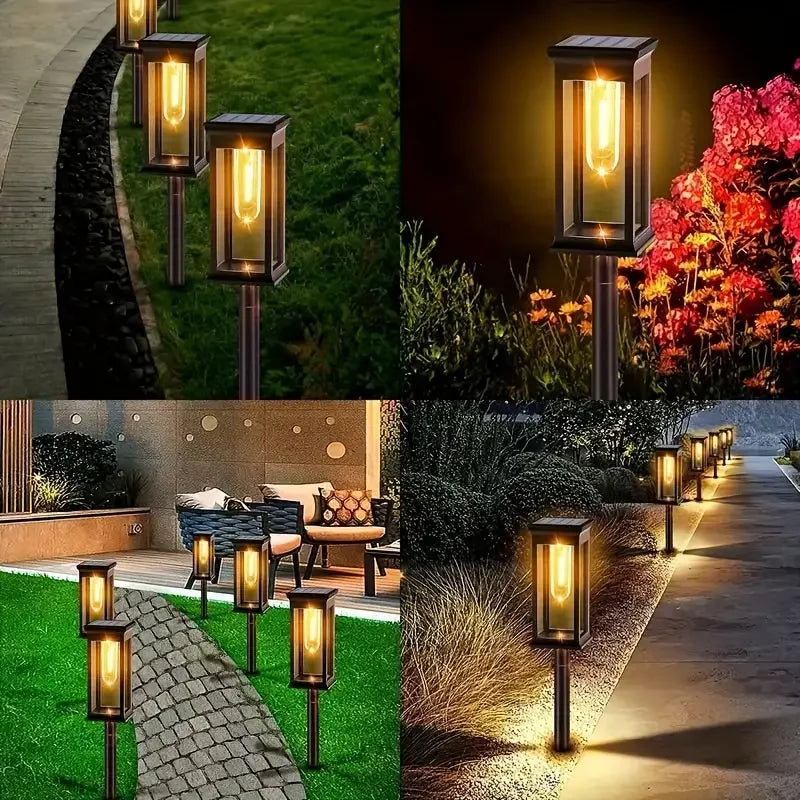 Luces solares para caminos, luces solares para exteriores, luces solares para jardín, iluminación de paisajes, patios y jardines.