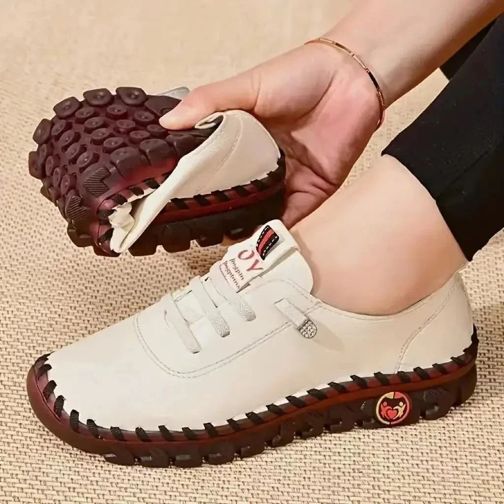 Zapatillas deportivas para mujer, mocasines con cordones, de cuero, planas, nuevas, informales, cómodas, para mamá, zapatos Mujer Zapatos Chaussure Femme