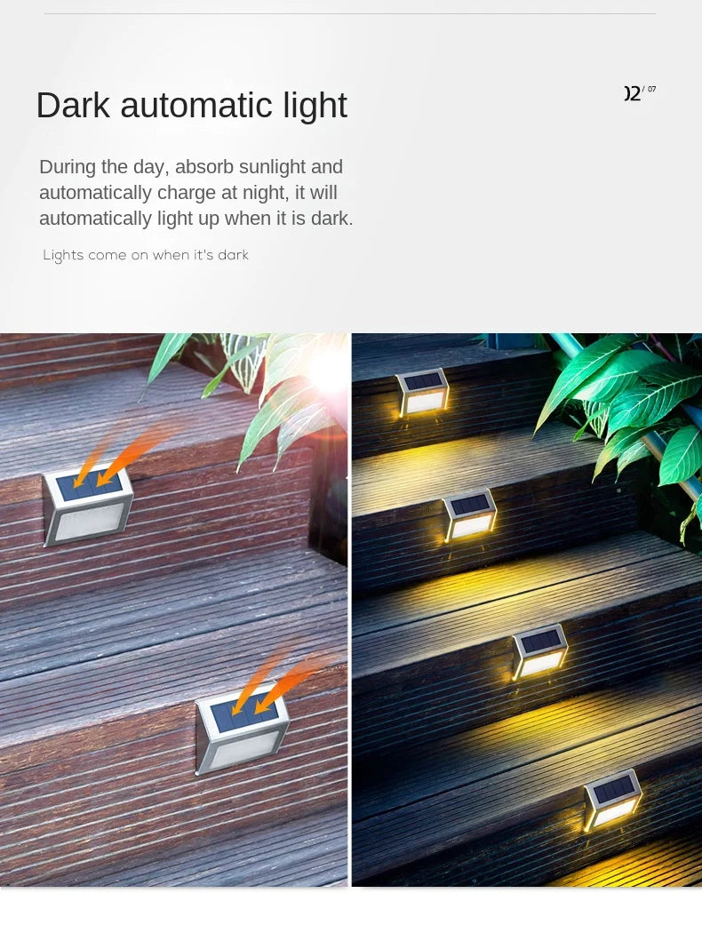 Lámpara solar de jardín para exteriores, decoración de jardín, luz para escaleras, luz para patio, luz de pared para paisaje