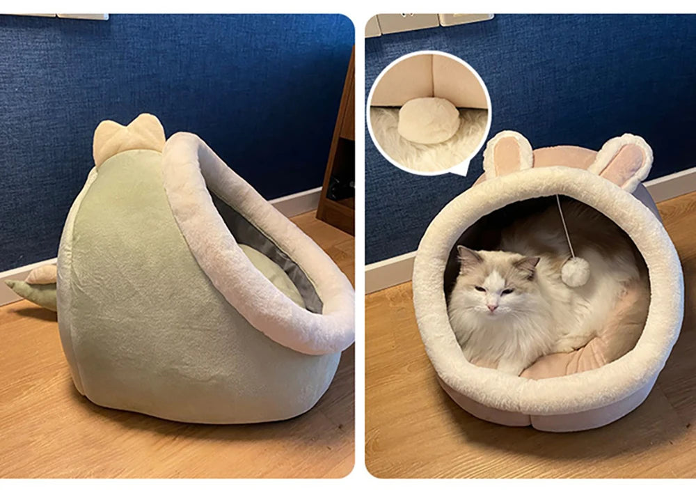 Cama para gatos Deep Sleep con diseño de dibujos animados, cama plegable, extraíble y lavable para mascotas, ideal para perros pequeños. Cama tipo cueva para gatos.