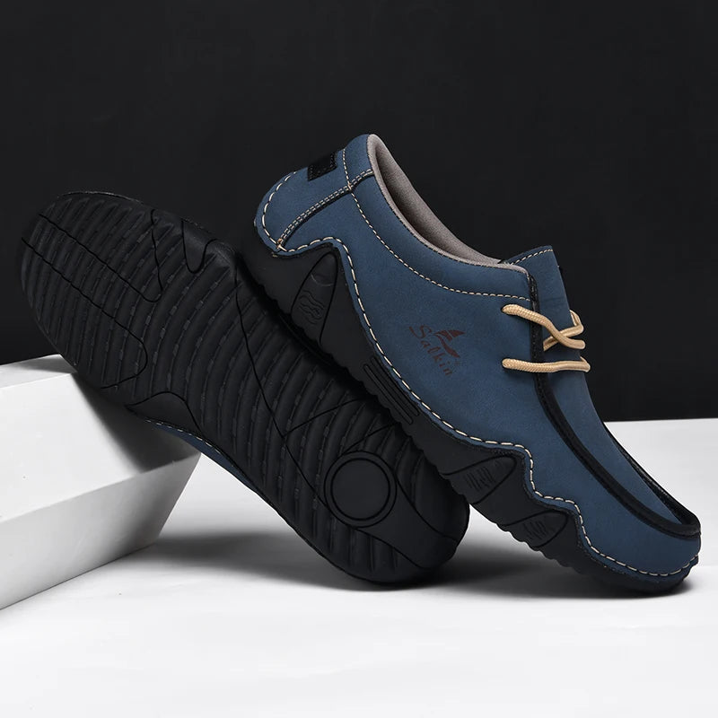 Zapatillas de moda para mujer, hechas a mano, de cuero, estilo casual, con plataforma, mocasines, transpirables, para conducir, tallas grandes.