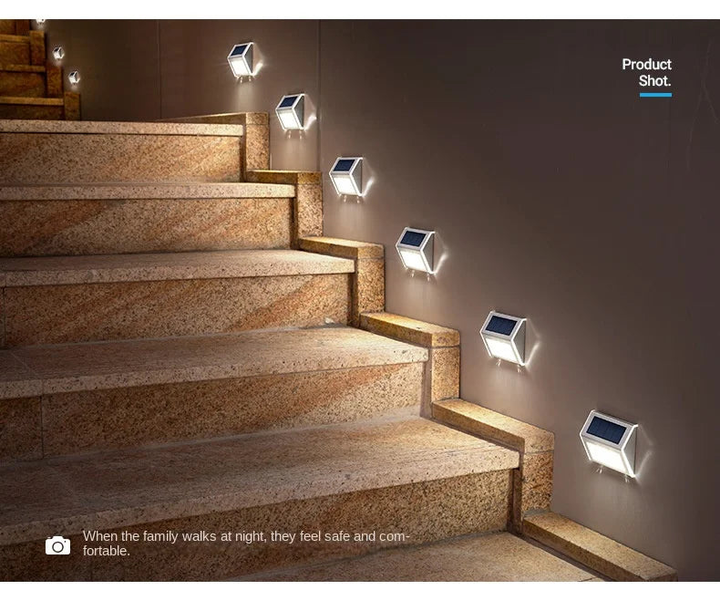 Lámpara solar de jardín para exteriores, decoración de jardín, luz para escaleras, luz para patio, luz de pared para paisaje