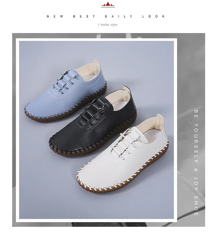 Zapatos planos para mujer 2025, nuevos, hechos a mano, zapatillas deportivas para mujer, zapatos casuales de moda para mamá, mocasines cómodos para mujer, tallas grandes 35-43.