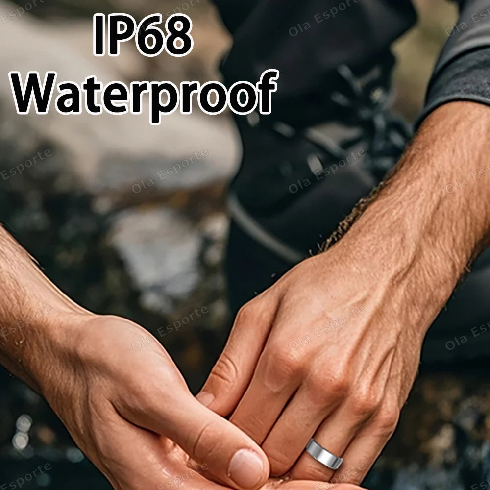 Anillo inteligente para hombres y mujeres con control de cámara, monitor de frecuencia cardíaca y oxígeno en sangre. Resistente al agua IP68 y 5ATM. Modo multideporte.
