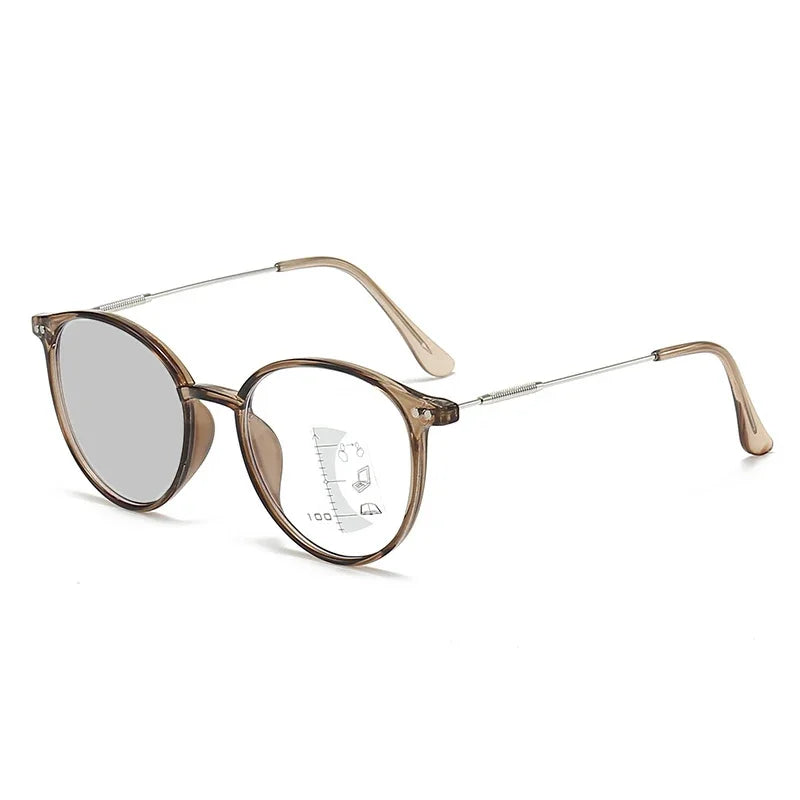 Gafas de lectura fotocromáticas inteligentes unisex redondas progresivas multifocales para presbicia, con acabado para visión de cerca y de lejos, bifocales