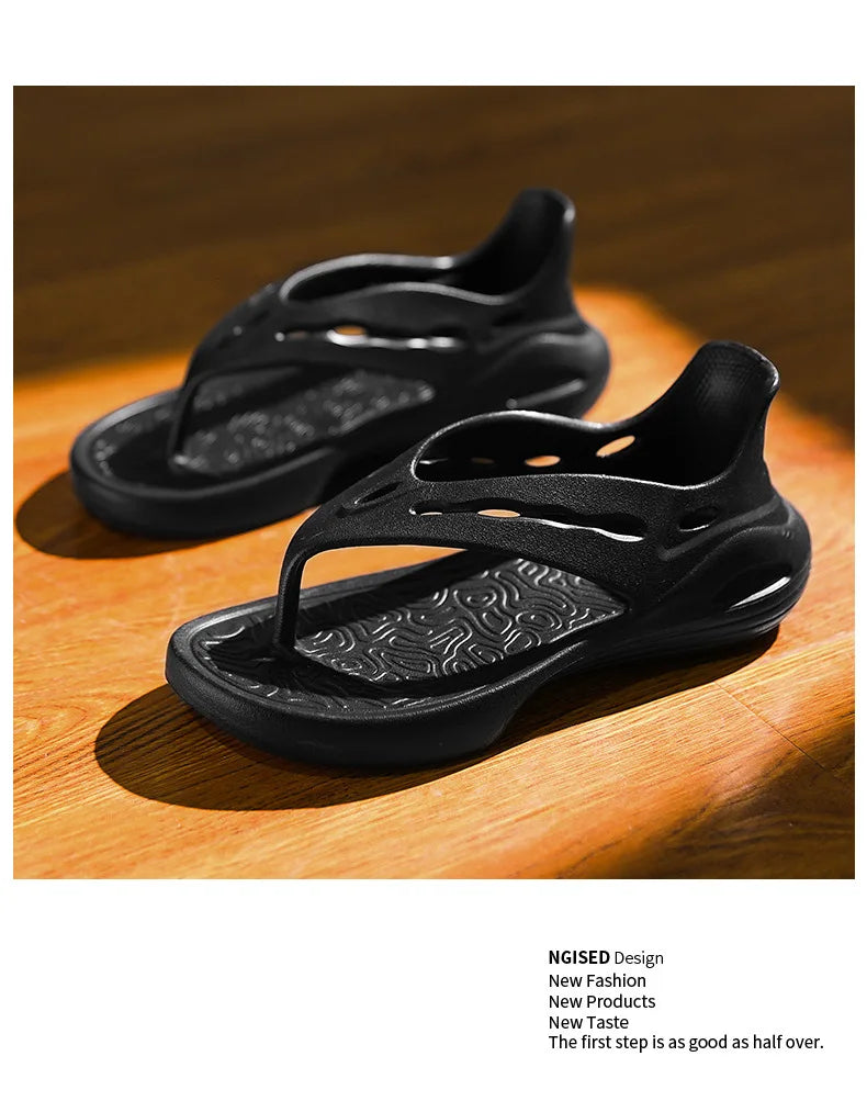 Sandalias deportivas para mujer, chanclas planas de verano, cómodas, informales, sin cordones, con plataforma ligera y diseño hueco.