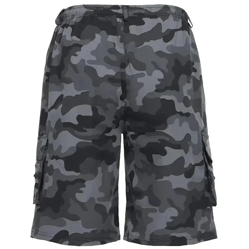 Pantalones cortos tácticos de camuflaje para hombre, de verano, con bolsillos cargo, estilo militar, informales, para senderismo, pesca y viajes.