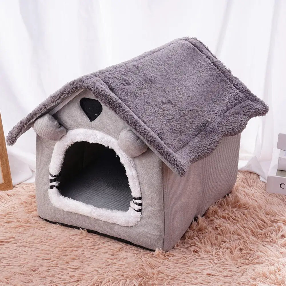 Casa para mascotas Cama para gatos Cueva para perros Caseta Saco de dormir cálido Tienda acogedora Cojín suave para cachorros Esterilla Suministros de invierno para interiores