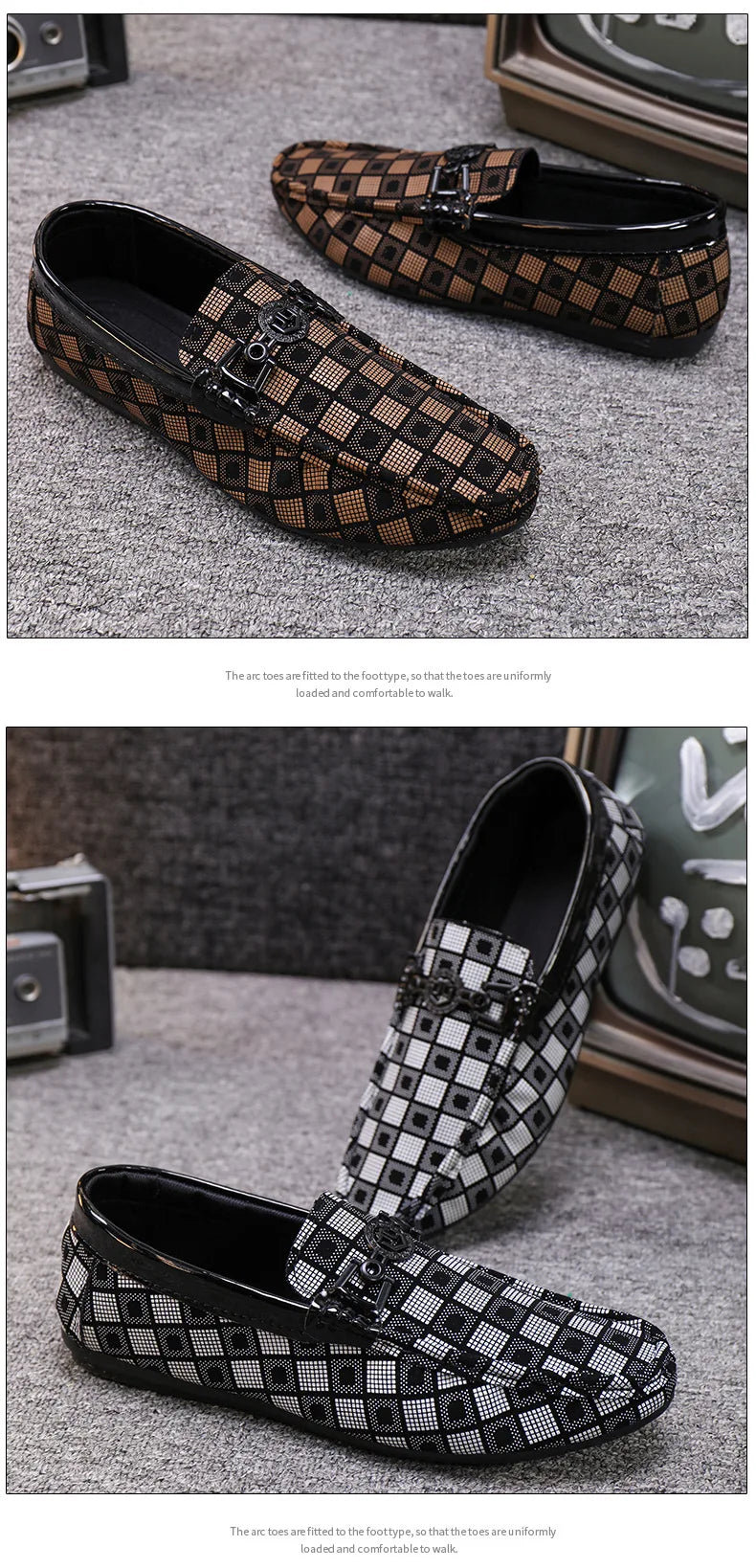Mocasines nuevos para hombre, zapatos casuales transpirables, cómodos, de cuero a cuadros, zapatos casuales para hombre, sin cordones, concisos, de calidad, zapatillas deportivas para hombre.