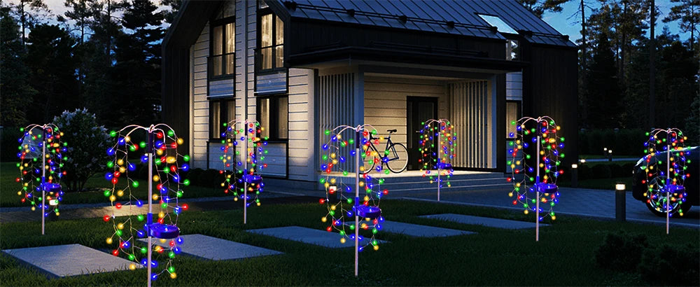 Luces solares para jardín, impermeables, con forma de petardos, ideales para patio, camino, césped, fiestas y decoración de camping.