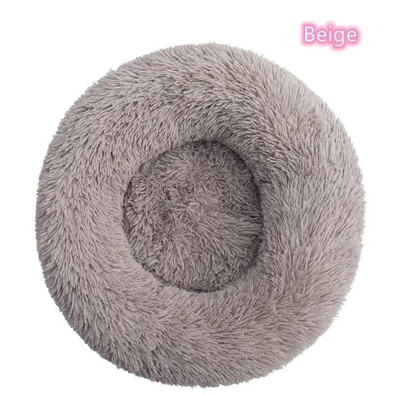 Cama para gatos de pelo largo ultrasuave, de felpa lavable, cama relajante tipo donut, cómoda y funcional.