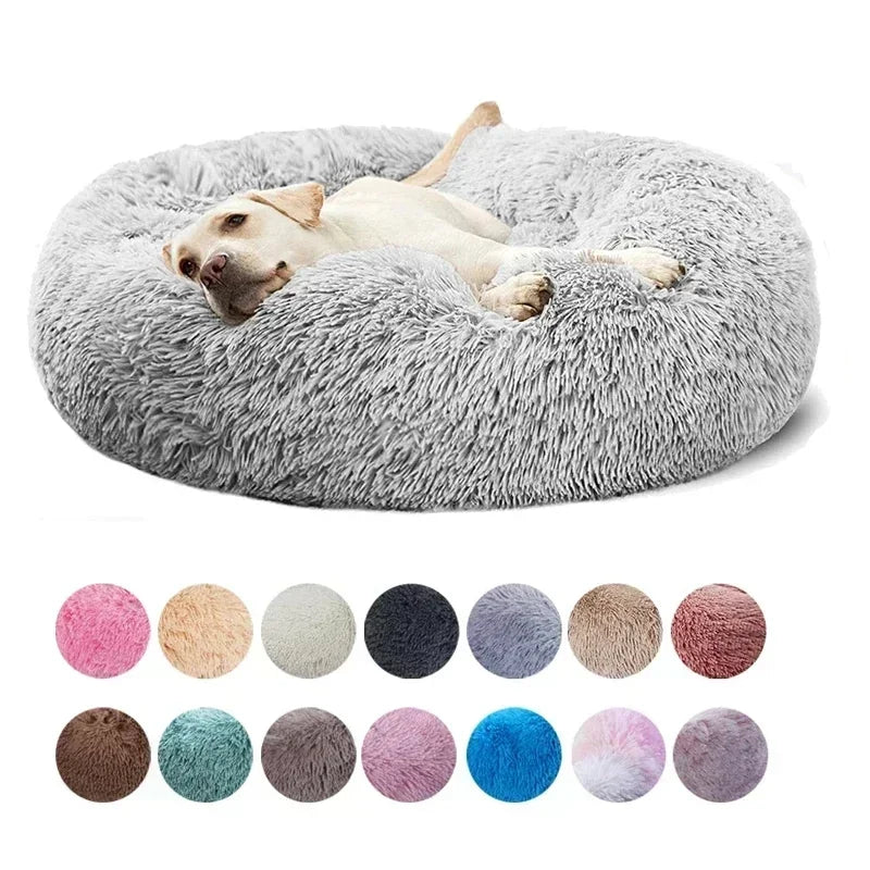 Cama para gatos de pelo largo ultrasuave, de felpa lavable, cama relajante tipo donut, cómoda y funcional.
