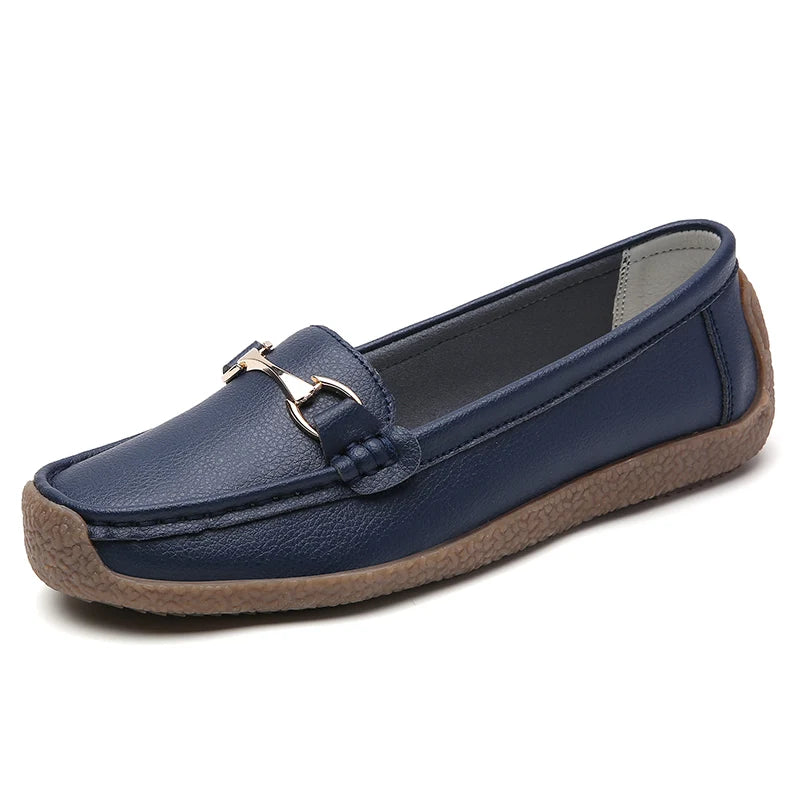 Zapatos planos de mujer 2024, mocasines de cuero, zapatillas deportivas, zapatos casuales, mocasines sin cordones, zapatos náuticos para mujer, talla grande 44.