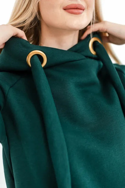 Vestido largo de punto holgado con capucha para mujer, ideal para otoño e invierno. Vestido de terciopelo con capucha, estilo casual, con detalles de costura. Vestido cálido.
