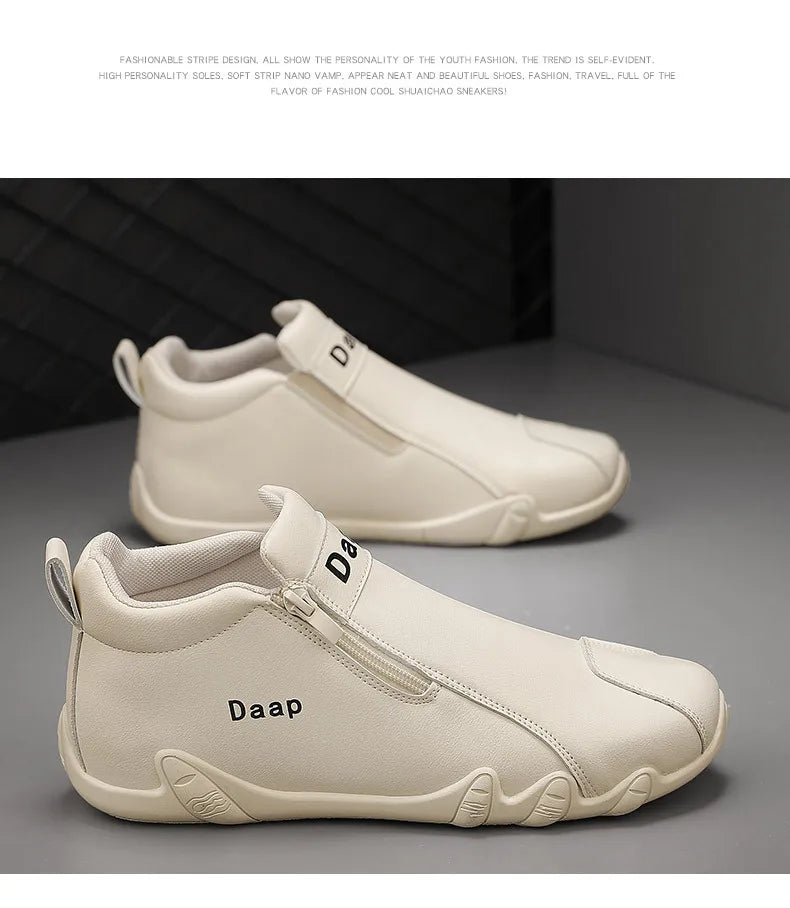 Zapatos casuales nuevos para hombre 2024, botines de lujo con punta redonda, zapatos ligeros sin cordones para caminar, zapatillas altas cómodas para hombre, ideales para actividades al aire libre.