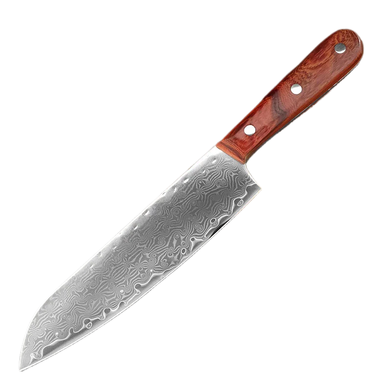 Cuchillo de cocina japonés de acero de Damasco de 67 capas para cortar carne, cuchillo Santoku, cuchillo de sushi y herramientas de cocina profesionales.