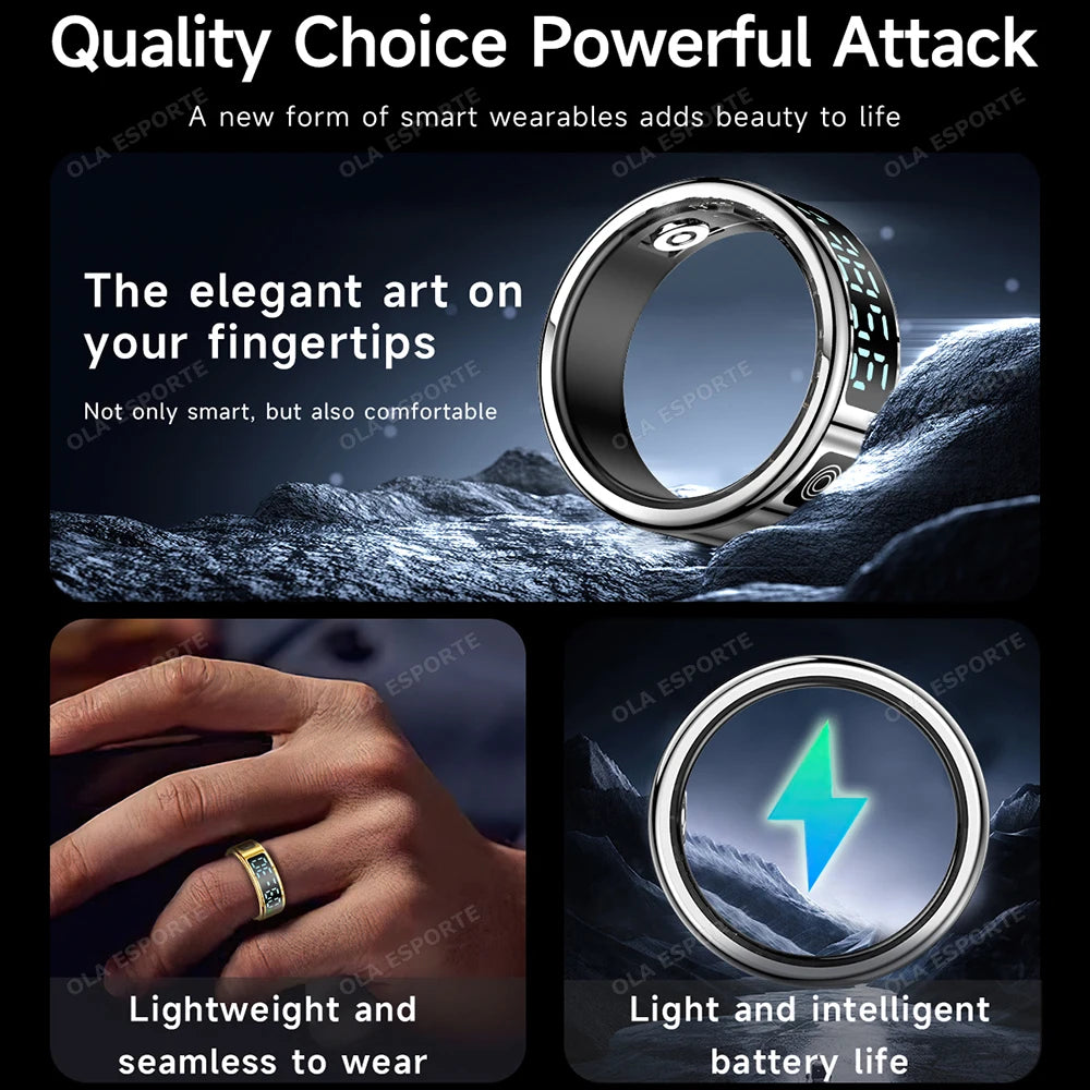 Anillo inteligente con pantalla táctil, gestor de salud, control por gestos y vídeo, resistente al agua hasta 5 ATM. Para hombres y mujeres. Nuevo anillo inteligente 2025.
