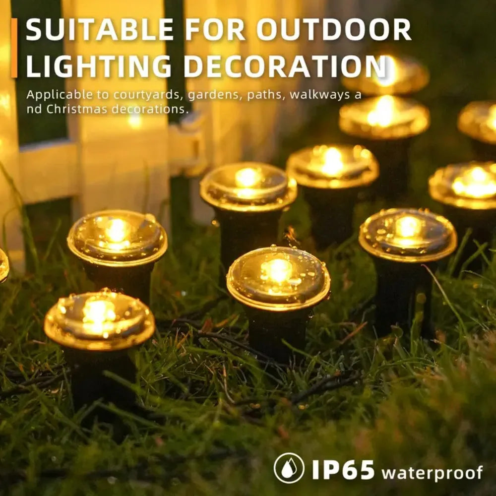Luces solares de jardín, guirnaldas de luces impermeables para césped, caminos, camping, fiestas de cumpleaños, días festivos y decoración.