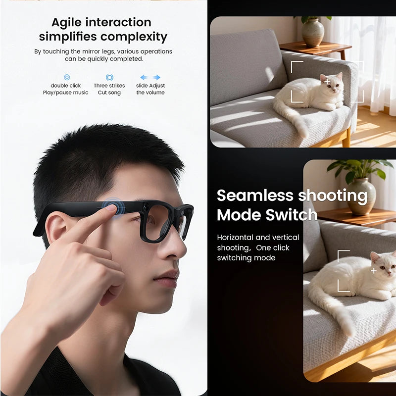 Gafas inteligentes 2026 800W HD Foto Video Grabación IA Traducción Lentes fotocromáticas táctiles Llamadas Bluetooth Música Gafas multifunción
