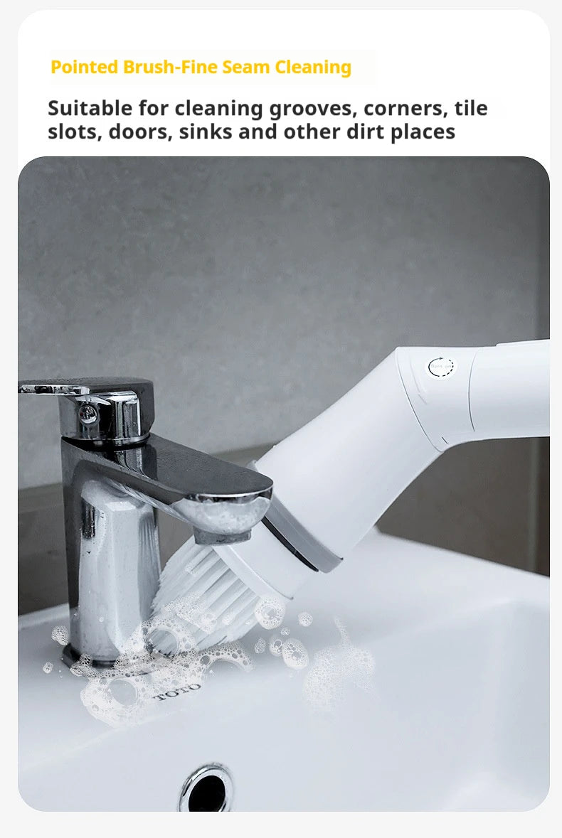 Cepillo de limpieza eléctrico giratorio 6 en 1 para cocina, baño y hogar. Herramienta multifuncional para la limpieza del hogar.