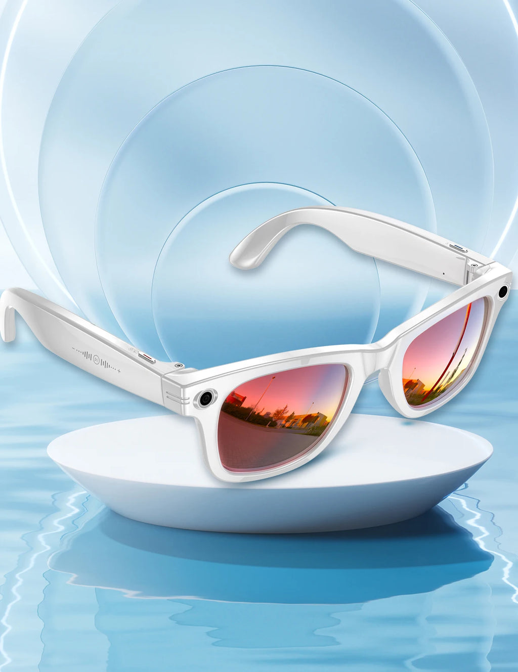 Gafas inteligentes con IA, 5 millones de píxeles, grabación de vídeo, reconocimiento fotográfico, traducción de respuestas, batería de 290 mAh, resistencia al agua IP66, Bluetooth.