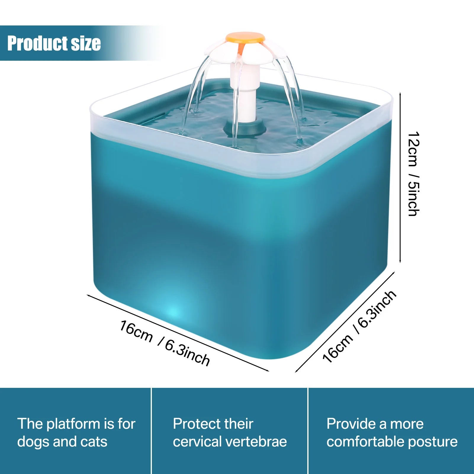 Fuente de agua ultra silenciosa para mascotas de 2 litros (67 oz) con iluminación LED y filtro automático de carbón activado. Dispensador de agua silencioso para gatos y perros pequeños