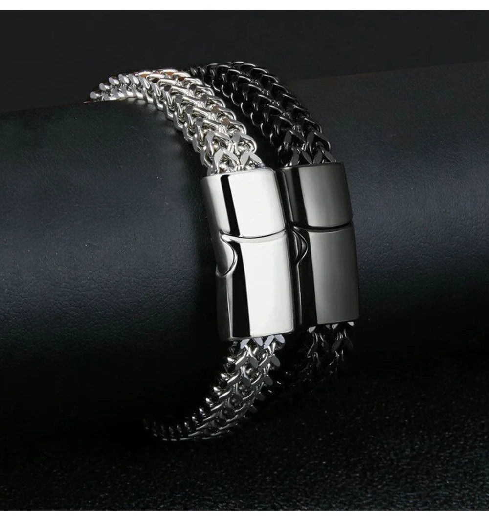 Pulsera cubana de moda para hombre, pulsera de acero inoxidable para mujer, pulsera unisex para pareja, cadena de muñeca, joyería