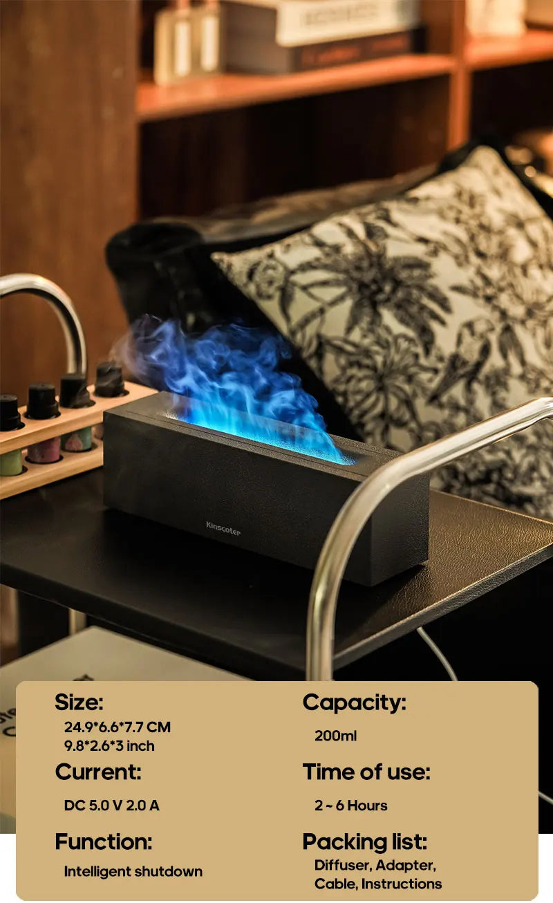 Difusor de aromas con forma de llama, humidificador de aire ultrasónico