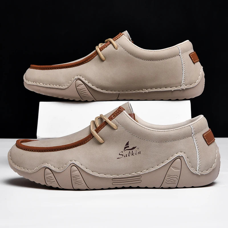 Zapatillas de moda para mujer, hechas a mano, de cuero, estilo casual, con plataforma, mocasines, transpirables, para conducir, tallas grandes.