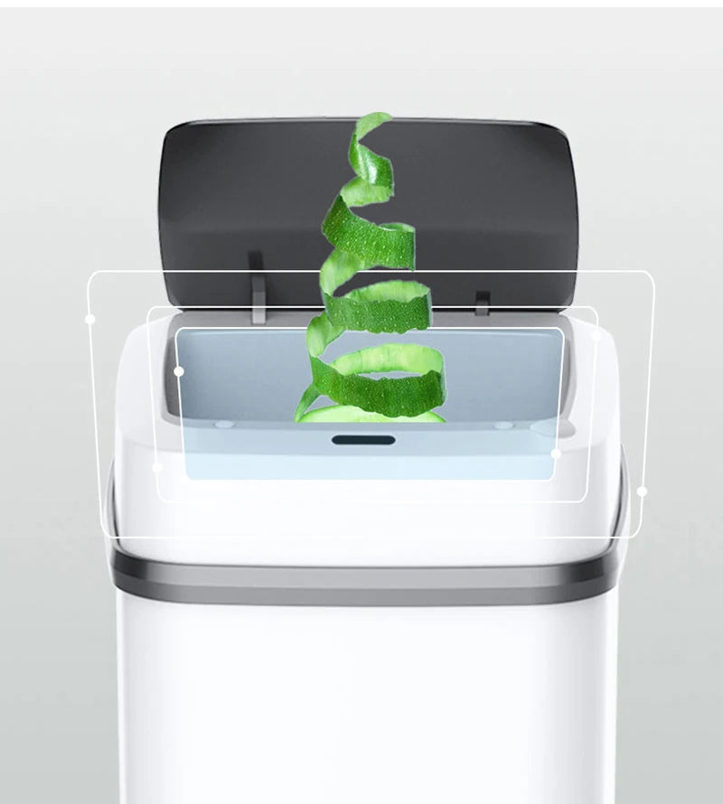Cubo de basura automático inteligente de 13/15 litros para cocina y baño con tapa y sensor inteligente.