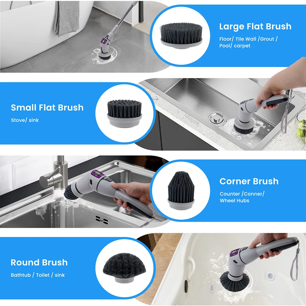 Cepillo eléctrico de limpieza para baño 10 en 1 multifuncional, inalámbrico.