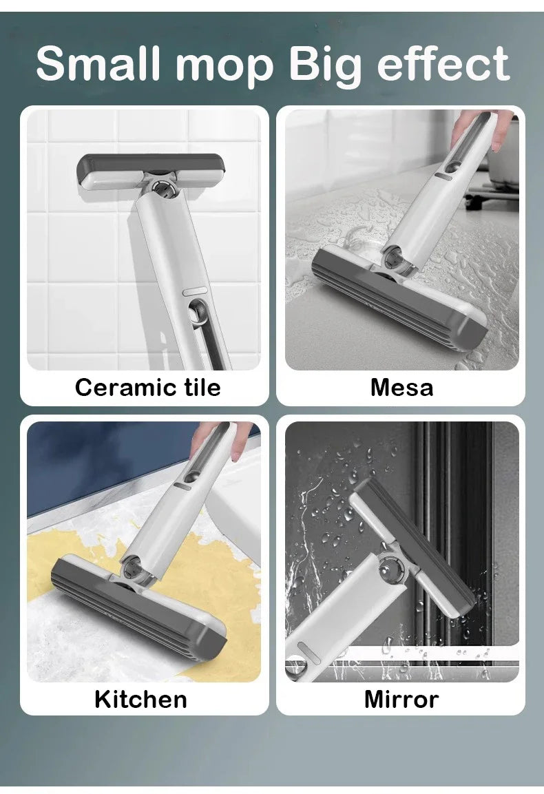 Mini fregona plegable de gran potencia con esponja para limpieza del hogar. Fregonas autoescurribles para suelos, escritorios, ventanas y coches.