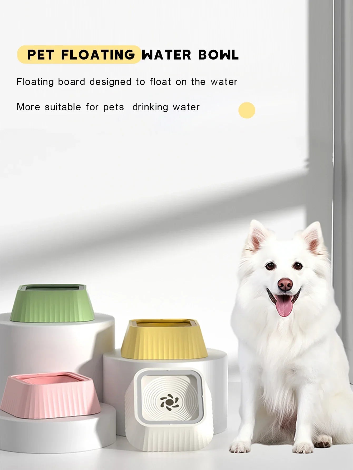 Fuente de agua para mascotas con platos flotantes, bebedero antiderrame para perros, bebedero lento y limpio, antisalpicaduras para mascotas (perros y mascotas).