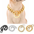 Collar de adiestramiento para perros grandes con cadena de eslabones cubanos dorados de 15 mm.