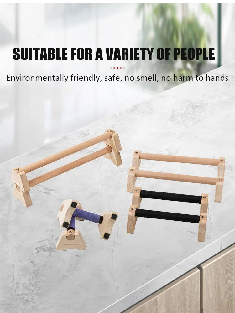 1 par de soportes de madera para barras de flexiones, barra de flexiones para gimnasio, tabla de ejercicios de fitness, entrenamiento de culturismo, barra paralela para parada de manos