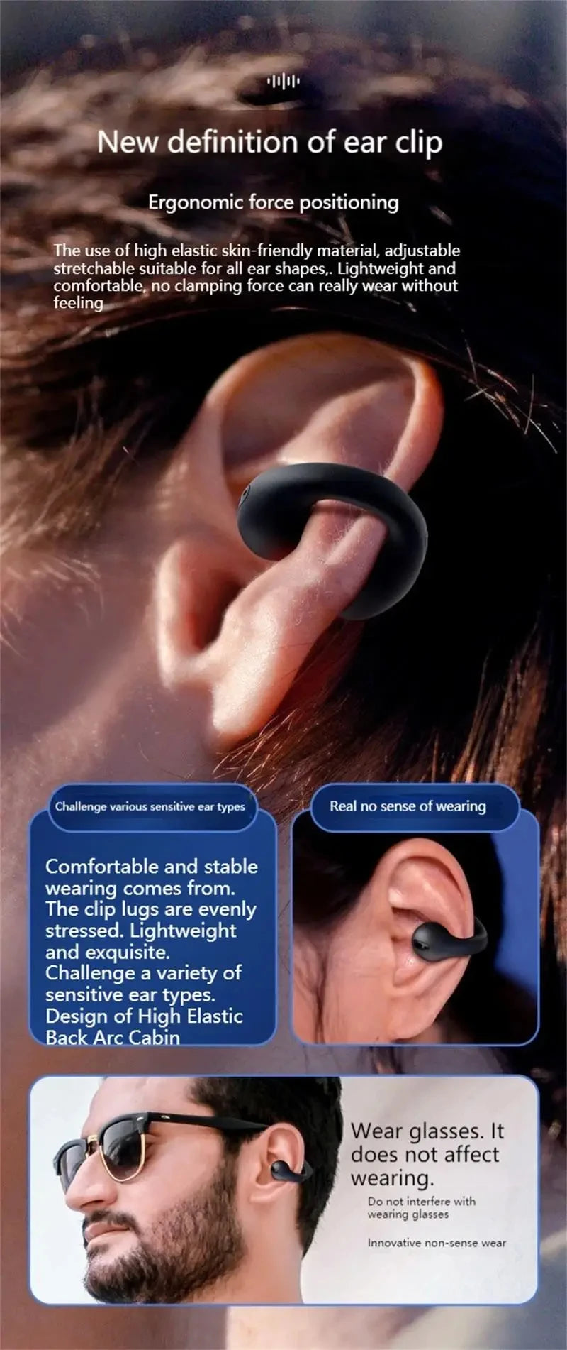 Auriculares de Conducción Ósea con Clip