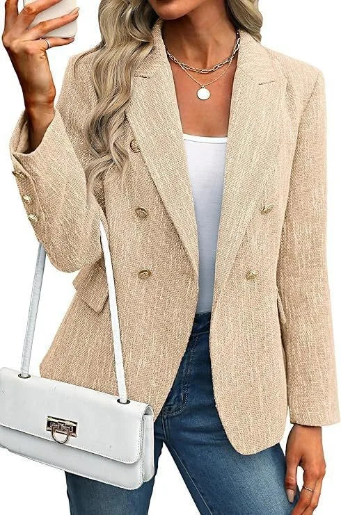 Traje de mujer de nueva tendencia de moda 2026, básico, ajustado, versátil, de color liso, sencillo, para la oficina o para ir al trabajo.