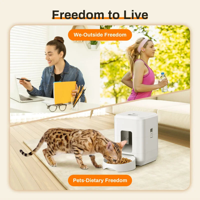 Comedero automático para mascotas de 2 litros, dispensador inteligente de comida para gatos y perros con Wi-Fi, controlable por aplicación, alimentación lenta y cuantitativa para mascotas. Accesorios para gatos.