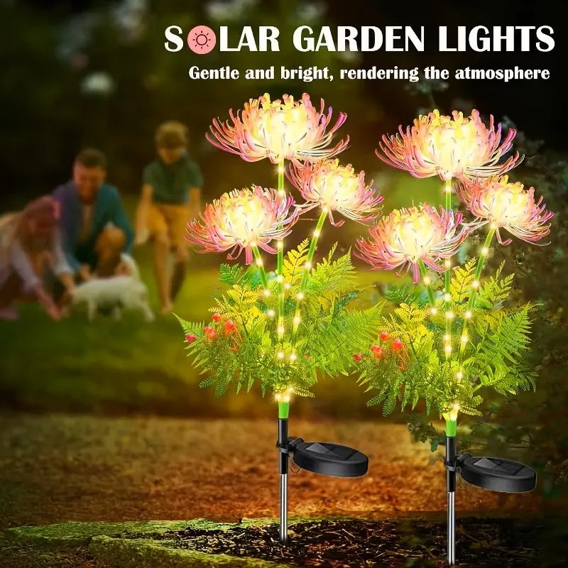 Lámpara solar de jardín con flores y tallo iluminados, panel solar mejorado, decoración para exteriores y regalo para mamá.