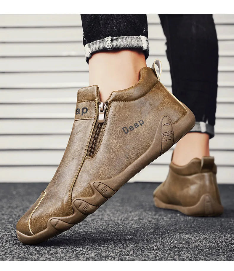 Zapatos casuales nuevos para hombre 2024, botines de lujo con punta redonda, zapatos ligeros sin cordones para caminar, zapatillas altas cómodas para hombre, ideales para actividades al aire libre.