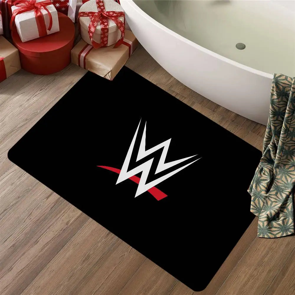 Alfombra de dormitorio y baño retro con diseño de estrella de lucha libre de la WWE.