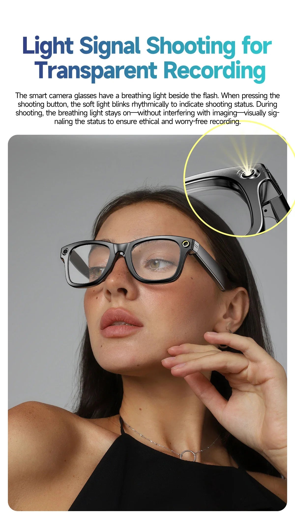 Gafas inteligentes con IA 2026 con cámara de 8 MP, grabación de video, traducción a más de 100 idiomas, Bluetooth, llamadas y reproducción de música. Para hombres y mujeres.