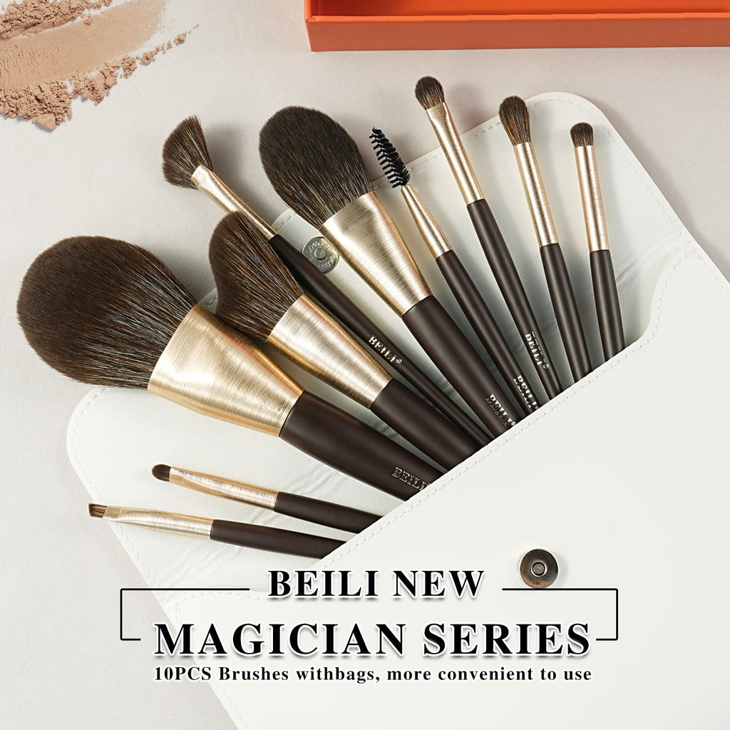 Set de 10 brochas de maquillaje de lujo Baili,