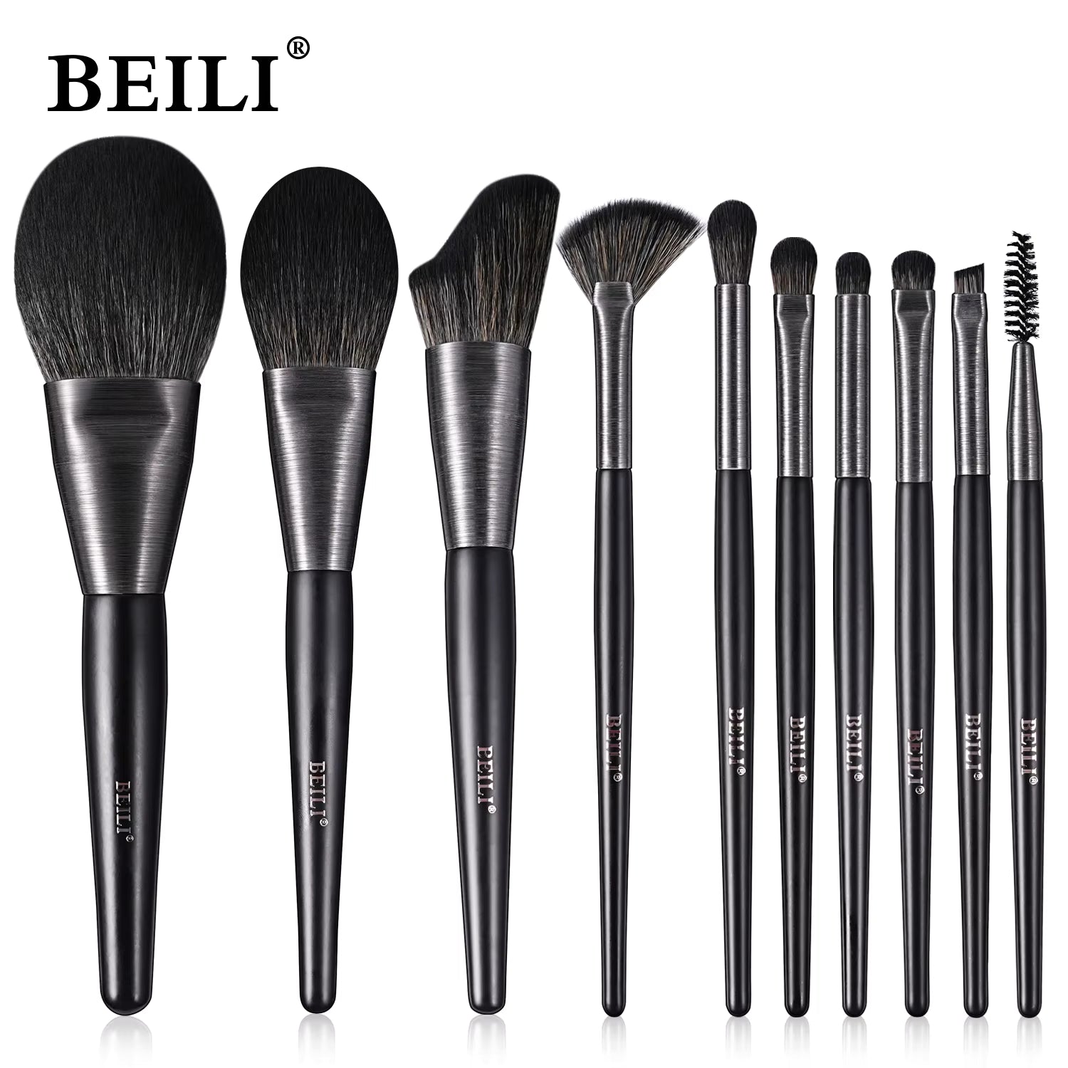 Set de 10 brochas de maquillaje de lujo Baili,