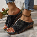 Sandalias de cuña con estampado de cocodrilo para mujer